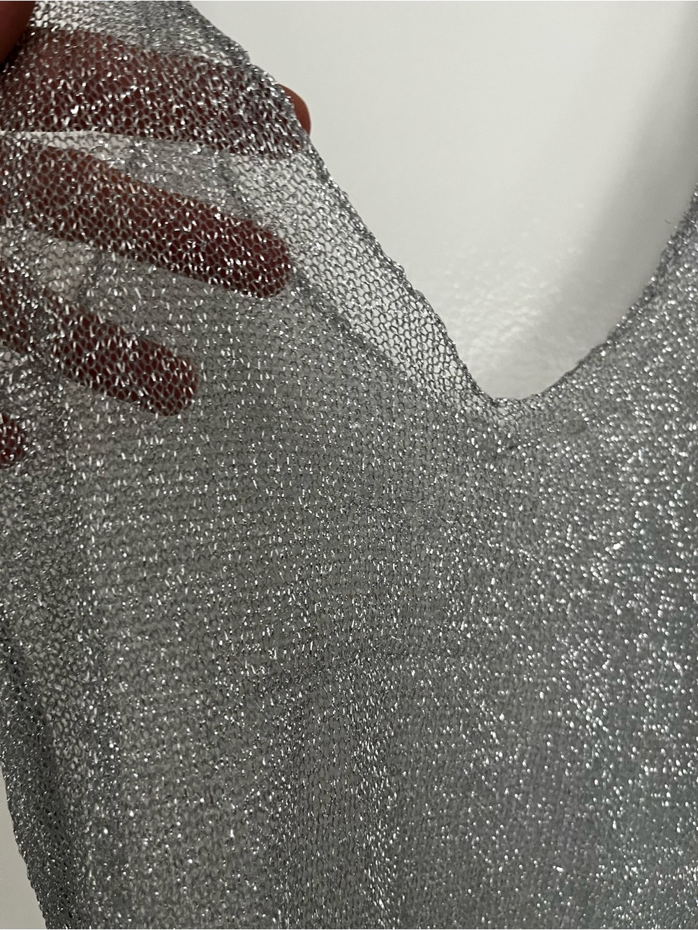 Zara Silver metallic sheer Tank Top M